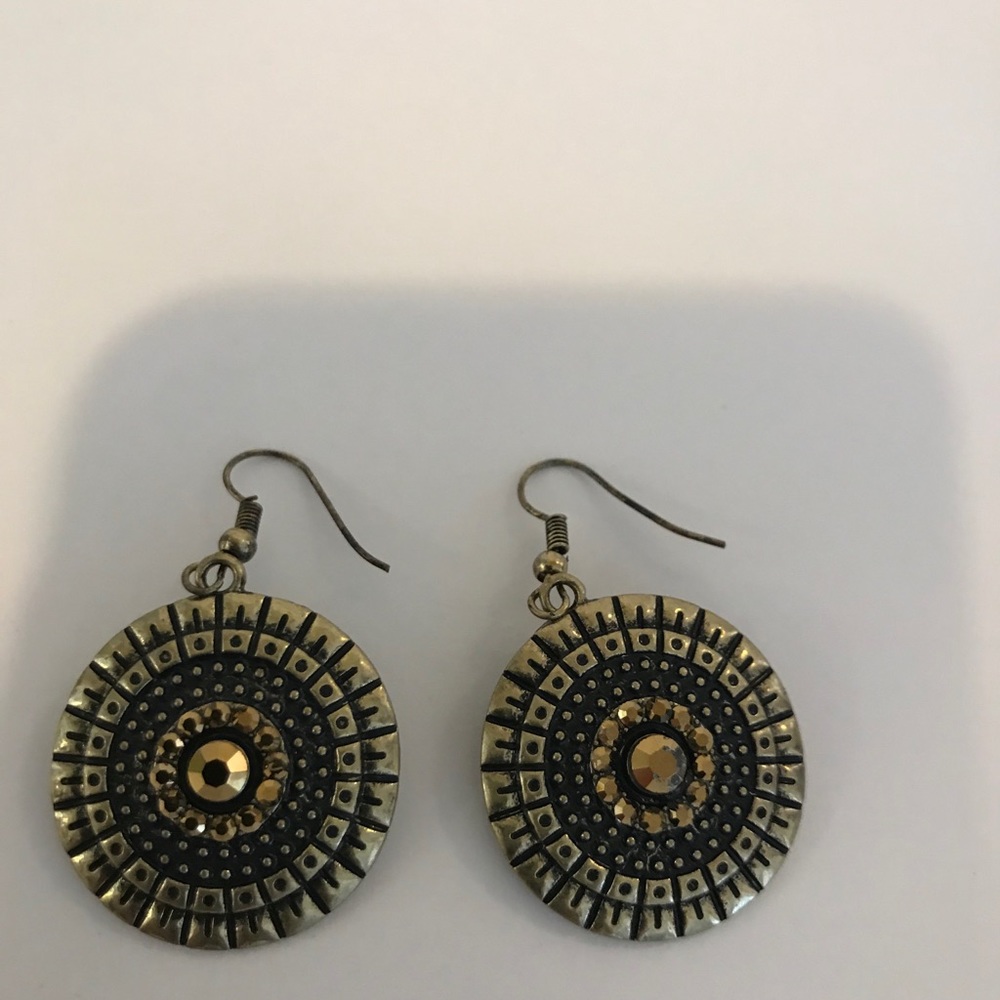 Antiqued gold pierced earrings